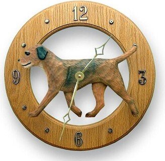 Border Terrier Wall Clock - Working Solid Oak