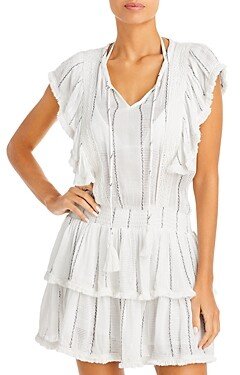 Fringe Trim Ruffled Swim Cover Up