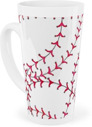 Mugs: Baseball Seams - White Tall Latte Mug, 17Oz, Red