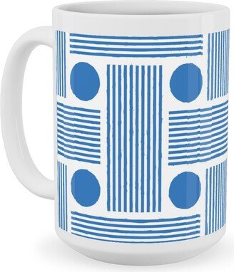 Mugs: Beams - Blue Ceramic Mug, White, 15Oz, Blue