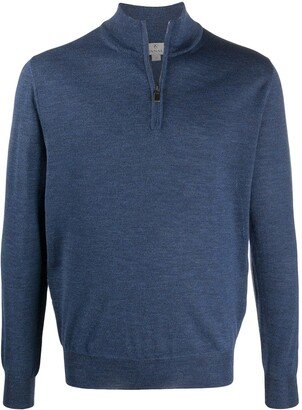 Zipped Funnel-Neck Pullover