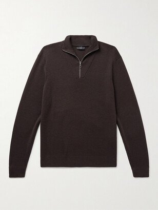 Slim-Fit Suede-Trimmed Wool Half-Zip Sweater