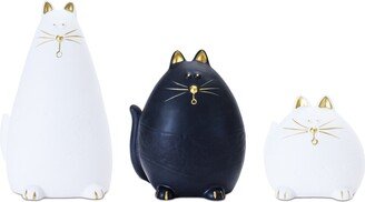 Set of 3 Assorted Cat Tabletop Figurines 6.5