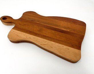 Charcuterie Board With Handle | Serving Board Cheese Tray Handmade Cherry, Maple, Hickory, Walnut, White Oak