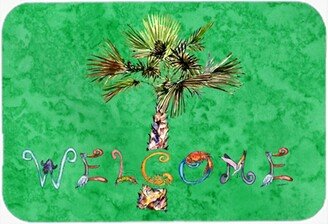 8710LCB Welcome Palm Tree On Green Glass Cutting Board