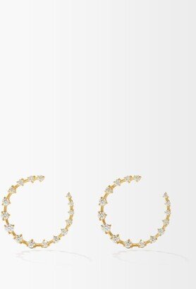 Crescent Diamond & 18kt Gold Hoops