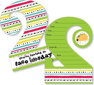 Big Dot of Happiness Taco Twosday - Shaped Fill-in Invitations - Fiesta Second Birthday Party Invitation Cards with Envelopes - Set of 12