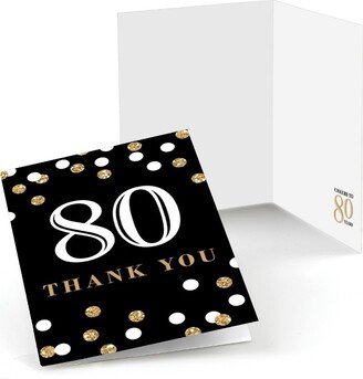 Big Dot of Happiness Adult 80th Birthday - Gold - Birthday Party Thank You Cards (8 count)