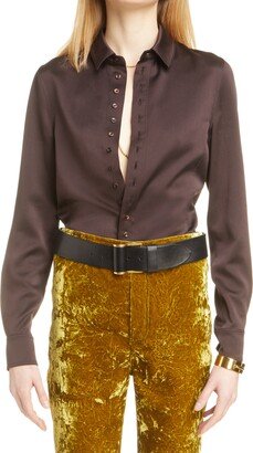 Slim Fit Silk Button-Up Blouse