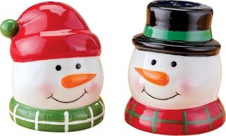 Collections Etc Hand-Painted 2-Piece Cheery Snowmen Salt & Pepper Shakers