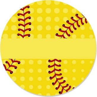 Big Dot of Happiness Grand Slam - Fastpitch Softball - Birthday Party or Baby Shower Circle Sticker Labels - 24 Count