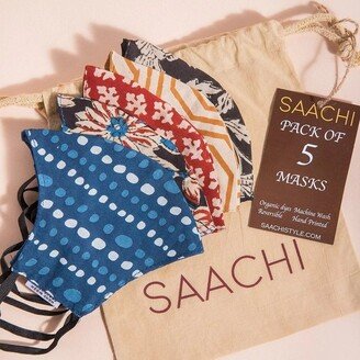 Saachi Style Set of 5 Botanical Dyed Cotton Masks