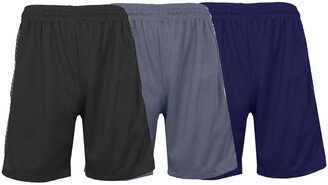 Men's Moisture Wicking Performance Mesh Shorts, Pack of 3 - Black, Charcoal, Navy