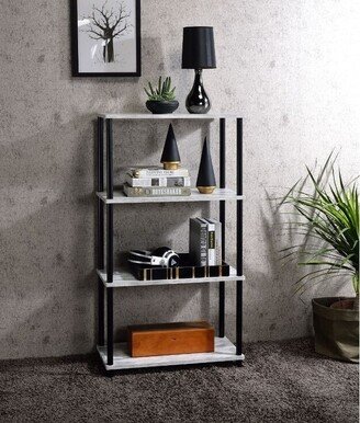 TOSWIN Industrial Nypho Metal Bookshelf, Antique White & Black Finish with 4-tier Open Storage Rack Suitable for Living Room Library