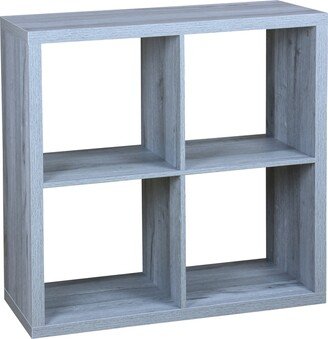 4 Open Cube Organizing Wood Storage Shelf, Grey