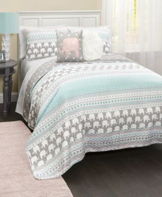 Elephant Stripe 5 Pc. Quilt Sets