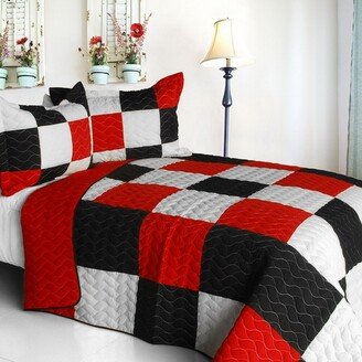 Poker King 3PC Vermicelli-Quilted Patchwork Quilt Set