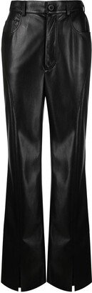 Faux-Leather Bootcut Trousers