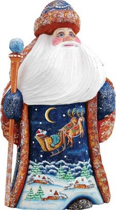 G.DeBrekht Woodcarved and Hand Painted Up-Up and Away Yuletide Santa Figurine