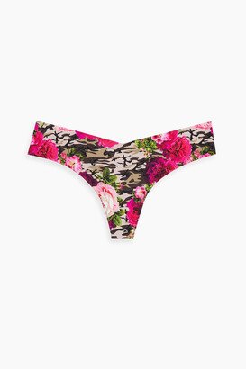 Floral-print stretch-jersey low-rise thong