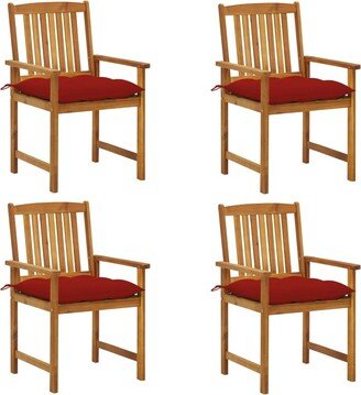 Patio Chairs with Cushions 4 pcs Solid Acacia Wood - 24 x 22.4 x 36.2