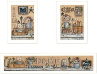 Where Family Friends Gather 3-Piece Vignette by Mary Ann June, White Frame, 38 x 16