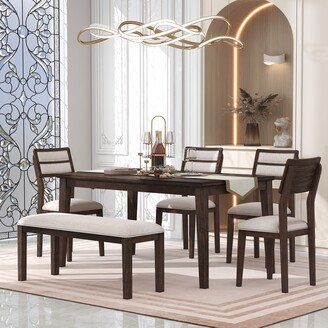 TOSWIN Classic and Traditional 6-Piece Solid Wood Dining Set