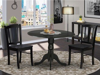 Mid Century Table Set Contains a Dining Table and Kitchen Dining Chairs - Black Finis-AG