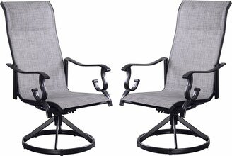 Pebble Lane Living Set of 2 Westin Swivel Rocking Sling Patio Dining Chairs- Black/Grey