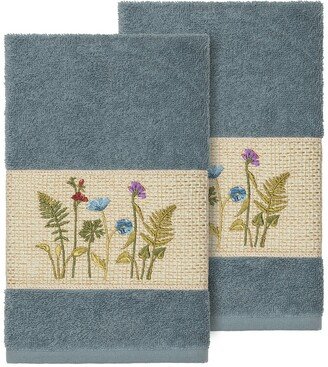 Serenity Embellished Hand Towel - Set of 2 - Teal