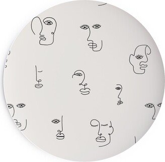 Salad Plates: Minimalist Feminist Faces - Line Drawing Salad Plate, Beige