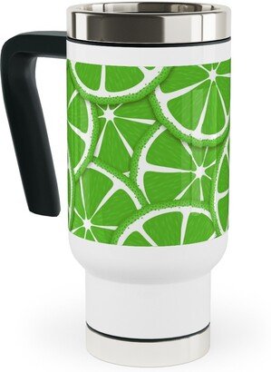 Travel Mugs: Limes And Lemons Travel Mug With Handle, 17Oz, Green