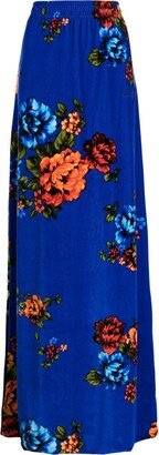 Floral-Print Velvet Maxi Skirt