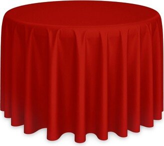 Lann's Linens 10-Pack Polyester Fabric Tablecloths for Wedding, Banquet, Restaurant - 120 Inch Round - Red