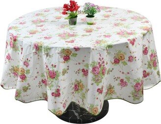70 Dia Round Vinyl Water Oil Resistant Printed Tablecloths Pink Rose - PiccoCasa