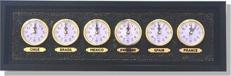 Customizable Wall Clock With Black Thick Bezel, Metallic Look Base & 5 - 6 Multiple Time Options. Time Zone Clock. Wall