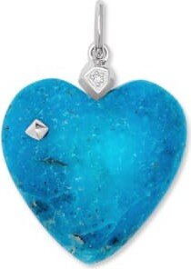Angie Genuine Turquoise Carved Heart Charm in Sterling Silver