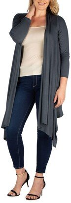 24seven Comfort Apparel Women's Plus Size Extra Long Open Front Cardigan