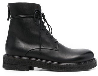 Lace-Up Leather Ankle Boots-AC