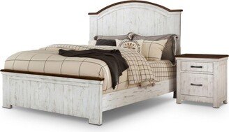 2pc Queen Willow Rustic Bedroom Set Distressed White/Walnut - HOMES: Inside + Out