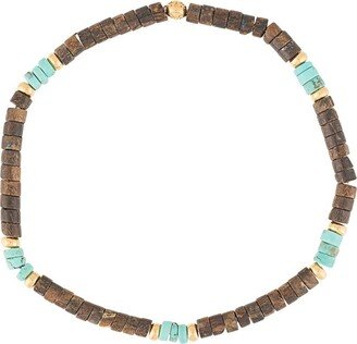 Coconut Heishi, Turquoise And Gold-Tone Beaded Bracelet