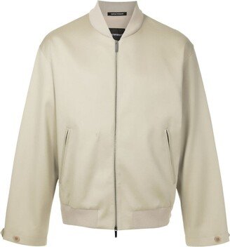 Zip-Up Cotton Bomber Jacket-AB