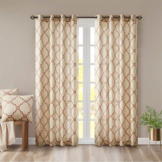 Gracie Mills 1-pc Saratoga Fretwork Print Grommet Top Window Curtain Panel - 50x84 - Beige/Spice - Beige/spice