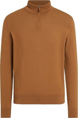 Mock-Neck Half-Zip Jumper-AA