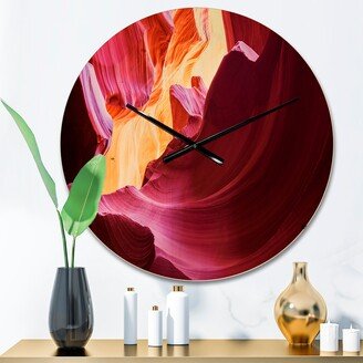 Designart 'Purple in Antelope Canyon' Modern Wood Wall Clock