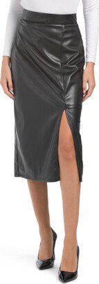 Faux Leather Midi Skirt for Women