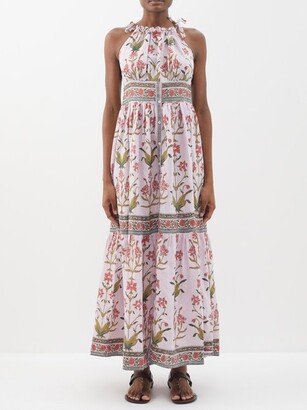 Ari Aurora-print Linen Midi Dress