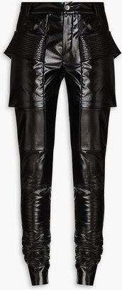 Cotton-blend faux leather skinny pants