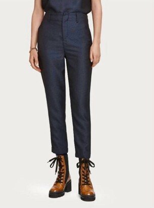 High Waisted Tailored Tepered Fit Pants In Navy