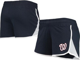 Women's Navy Washington Nationals Stretch French Terry Shorts